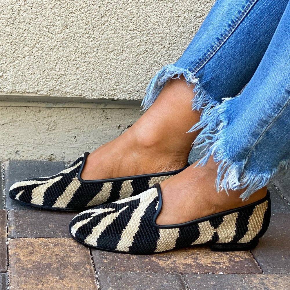 Anthropologie Zebra Print Striped Flat Loafer Flat - Picture 5 of 12